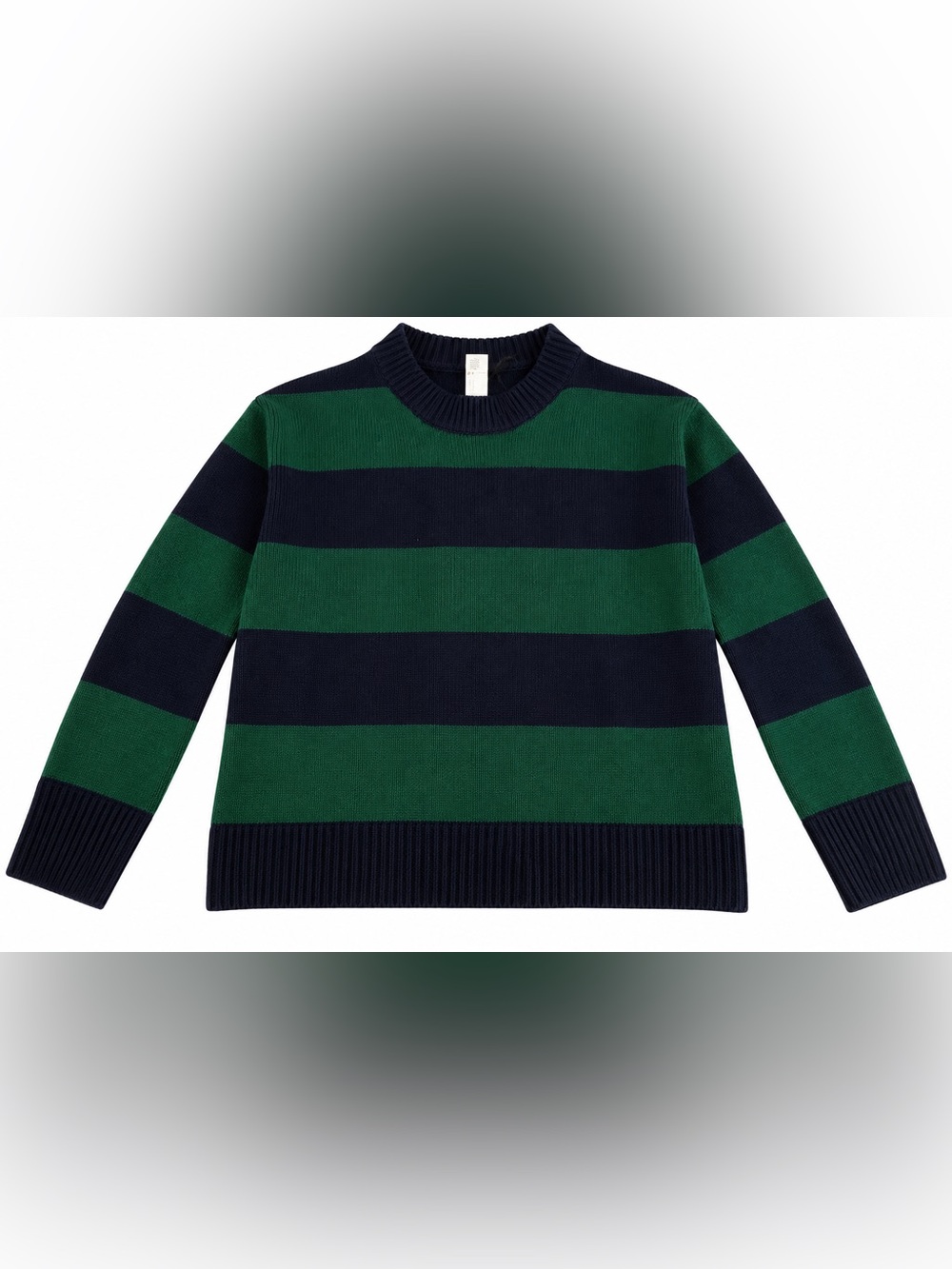 H&M Green and Navy Wide-Stripe Crewneck Sweater